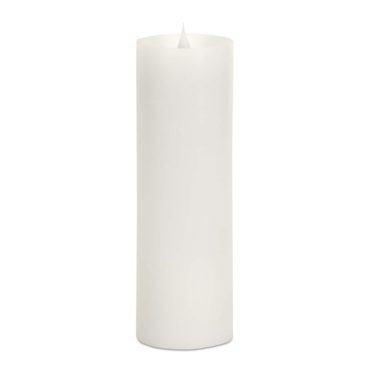 3" x 9" White Simplux LED Pillar Candle Set with Moving Flame